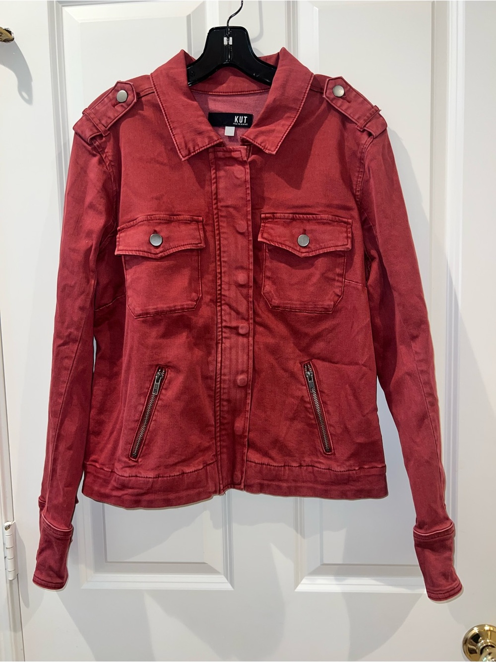 Kut from the Kloth Crimson Utility Jacket with Epaulets (Never Worn)